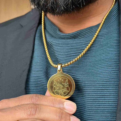 Gold Plated Ganesh Ji Coin Necklace